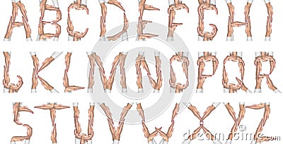 Hands and Alphabet Stock Photo